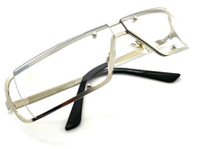 Contemporary Modern Wrap Style Clear Lens SUNGLASSES Silver Frame E0943