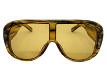 Oversized Modern Retro Shield Style SUNGLASSES Thick Brown Frame - Light Tint Lens 2466