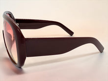 Oversized Modern Retro Shield Style SUNGLASSES Thick Red Frame - Pink Lens 2466