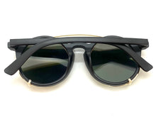 Classic Vintage Retro Style Clip On SUNGLASSES Round Black Frame 6442