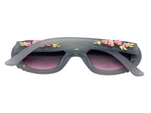 Classic Elegant Vintage Retro Style SUNGLASSES Thick Matte Gray Oval Floral Frame 17008