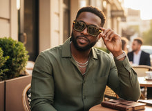 Classic Vintage Retro Luxury Hip Hop Rapper Style SUNGLASSES Square Brown & Gold Frame - Green Lens 81063