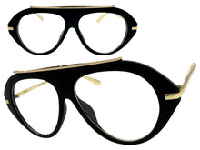 Oversized Classic Vintage Retro Style Clear Lens EYEGLASSES Large Matte Black & Gold Frame 27009