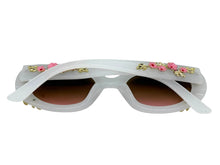 Classic Elegant Vintage Retro Style SUNGLASSES Thick Off White Oval Floral Frame 17008