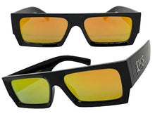 Classic Hardcore Biker Gangster Style LOCS SUNGLASSES X-Large Thick Black Frame - Gold Lens 91321