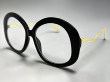 Oversized Vintage Retro Style Clear Lens EYEGLASSES Large Round Black Frame 16020