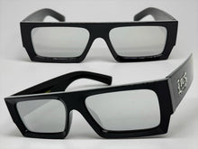 Classic Hardcore Biker Gangster Style LOCS SUNGLASSES X-Large Thick Black Frame - Chrome Lens 91321
