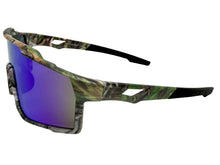 Military Tactical Hunting Fishing Wrap Around Safety SUNGLASSES Large Camouflage Frame - Blue Lens CAMO3