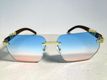 Classy Elegant Luxury Hip Hop Rapper Style SUNGLASSES Gold & Faux Wooden Frame - Multicolor Lens 27804