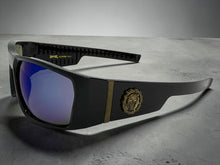 Classic Hardcore Gangster Biker Style Choppers SUNGLASSES Thick Black Frame - Blue Lens 6786