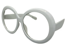 Oversized Vintage Retro Style Clear Lens EYEGLASSES X-Large Round White Frame E6009