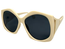 Oversized Exaggerated Vintage Retro Style SUNGLASSES Large Cream Frame - Dark Lens E2003