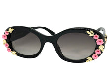 Classic Elegant Vintage Retro Style SUNGLASSES Thick Black Oval Floral Frame 17008