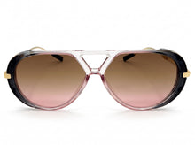 Classy Elegant Vintage Retro Aviator Style SUNGLASSES Large Pink & Gold Frame 2888
