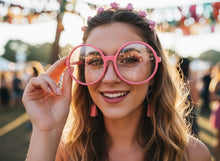 Oversized Vintage Retro Style Clear Lens EYEGLASSES X-Large Round Pink Frame 15032
