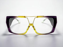 Oversized Classic Vintage Retro Shield Style Clear Lens EYEGLASSES Large Purple Frame 3130