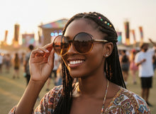 Oversized Classic Vintage Retro Style SUNGLASSES X-Large Round Brown Frame 15032