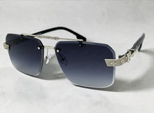 Classy Elegant Luxury Hip Hop Rapper Style SUNGLASSES Silver & Black Frame - Silver Cross & Fleur De Lis 27774