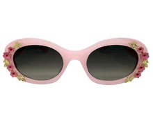 Classic Elegant Vintage Retro Style SUNGLASSES Thick Pink Oval Floral Frame 17008