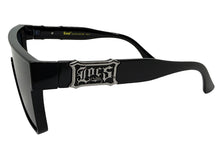 Classic Hardcore Biker Gangster Shield Style LOCS SUNGLASSES Large Black Frame - Dark Lens 91324