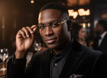 Classy Elegant Luxury Hip Hop Rapper Style SUNGLASSES Gold & Faux Wooden Frame - Clear Lens E2176