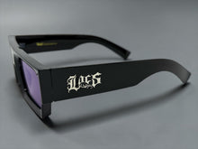 Classic Hardcore Biker Gangster Style LOCS SUNGLASSES X-Large Thick Black Frame - Blue Lens 91321