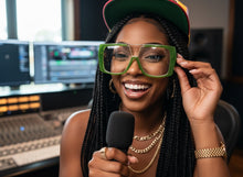 Oversized Classic Vintage Retro Shield Style Clear Lens EYEGLASSES Large Green Frame 3130