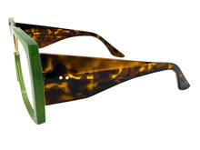 Oversized Classic Vintage Retro Shield Style Clear Lens EYEGLASSES Large Green Frame 3130