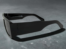 Classic Hardcore Biker Gangster Style SUNGLASSES Thick Rectangular Black Frame - Dark Lens 81019