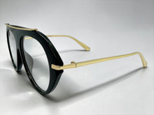 Oversized Classic Vintage Retro Style Clear Lens EYEGLASSES Large Black & Gold Frame 27009
