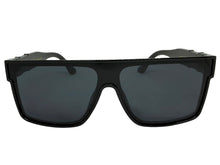 Classic Hardcore Biker Gangster Shield Style LOCS SUNGLASSES Large Black Frame - Dark Lens 91324