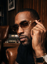 Classy Elegant Luxury Hip Hop Rapper Style SUNGLASSES Rimless Gold & Faux Wooden Frame - Honey Gradient Lens 27806