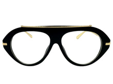 Oversized Classic Vintage Retro Style Clear Lens EYEGLASSES Large Matte Black & Gold Frame 27009