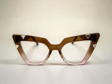 Oversized Vintage Retro Cat Eye Style Clear Lens EYEGLASSES Large Brown Optical Frame 13188