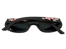 Classic Elegant Vintage Retro Style SUNGLASSES Thick Matte Black Oval Floral Frame 17008