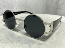 Classic Vintage Retro Luxury Hip Hop Rapper Style SUNGLASSES Round Silver Frame - Dark Lens 6556
