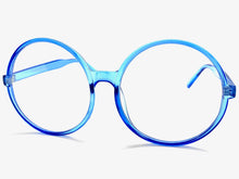 Oversized Vintage Retro Style Clear Lens EYEGLASSES X-Large Round Blue Frame 1734