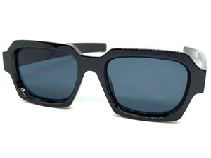 Classic Vintage Retro Style SUNGLASSES Square Black Frame - Dark Lens 1219