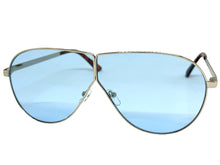 Oversized Modern Retro Shield Style SUNGLASSES Large Silver Frame - Blue Lens 4617