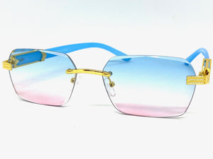 Men's Classy Elegant Luxury Retro Hip Hop Style SUNGLASSES Gold Rimless Frame 7522