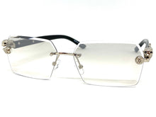 Classy Elegant Sophisticated Modern Luxury Style Clear Lens SUNGLASSES Silver & Black Frame E0969