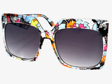 Oversized Exaggerated Vintage Retro Style SUNGLASSES X-Large Square Floral Frame 49308
