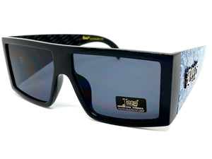 Oversized Biker Gangster Hardcore LOCS SUNGLASSES Black Frame Blue Bandana 91160