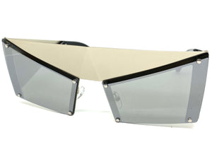 Modern Retro Futuristic Party Raver Style SUNGLASSES Unusual Silver Frame 5275