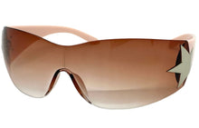 Classy Elegant Contemorary Modern Shield Wrap Style SUNGLASSES Pink Frame 80473