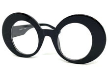 Oversized Exaggerated Retro Style Clear Lens EYEGLASSES Large Round Black Optical Frame - RX Capable 81159