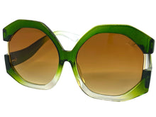 Oversized Vintage Retro Style SUNGLASSES X-Large Huge Green Frame 80848