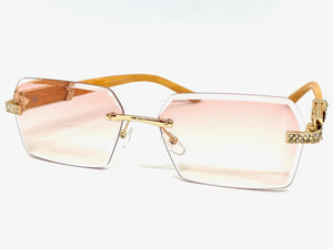 Men's Classy Elegant Luxury Designer Hip Hop Style SUNGLASSES Gold & Wooden Frame E0883