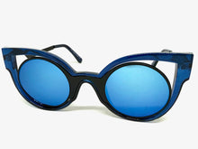 Classic Vintage Retro Cat Eye Style SUNGLASSES Funky Blue Frame 1737