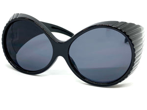 Oversized Exaggerated Vintage Retro Style SUNGLASSES Large Thick Round Black Frame 2156